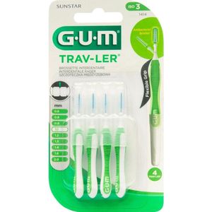 3x GUM Trav-Ler Ragers Groen 1.1mm blister à 4 stuks