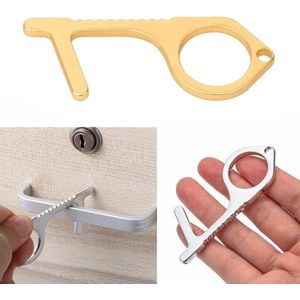 TOUCHENER GOLD - Hygiëne Sleutel - Antibacterieel - Sleutelhanger - Contactloos - Corona proof - Messing - Kantoor artikelen - Smetvrees - No Touch Key - Deuropener - Stylus - Multifunctionele Gadget - Handige Tool