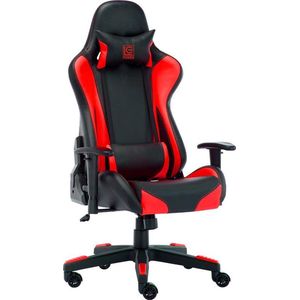 Milo x LC-Power Elite Game stoel - Bureaustoel - Gaming Stoel - Verstelbare Armleuningen - Stoel met Hoofdkussen - Gaming stoel - Zwart met Rood