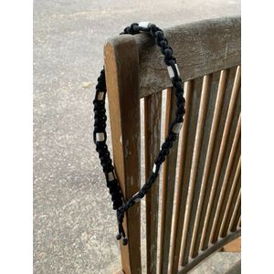 Bianca's Anti-tekenband met EM kralen voor de hond - keramische tekenband - Zwart - 25-35cm S
