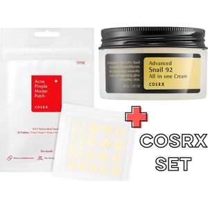COSRX Combi Set: Advanced Snail 92 All In One Cream 100ml (1) & Acne Pimple Master Patch (1) - Vel met 24 Pimple Pleisters - Huidherstellend - Slakkencreme - Gezichtsverzorgingset voor Gevoelige Huid - Puistjes - Acne - Oily Skin - Oneffenheden