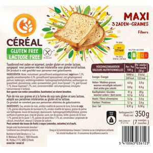 Céréal Maxi Brood 3 Zaden Glutenvrij & Lactosevrij - 3 x 350 gr - Voordeelverpakking