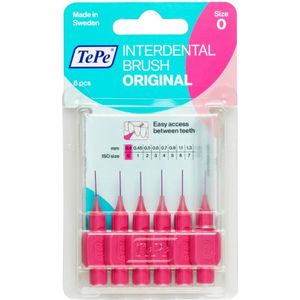 6x TePe Interdentale Ragers Original 0,4 mm Roze zakje à 6 stuks