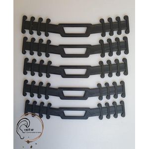 EarComfort LUXE set 5 stuks zwart - Earsaver - Ear saver - Mondkapjes dragen zonder pijn en irritatie - earsavers mondmasker - aantrekhulp - mondkapje beschermstuk - draagband mondmasker - beschermer - strip voor mondkapje - earbuddie