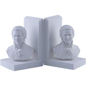 Albast boekensteunen Mozart - Gebroken wit