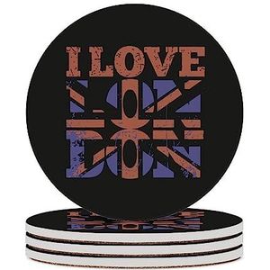 I Love London UK Ronde keramische onderzetters voor dranken absorberende koffiekophouders tafelblad bescherming