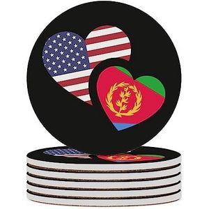 Eritrea Amerikaanse vlag ronde keramische onderzetters voor dranken absorberende koffiekophouders tafelblad bescherming