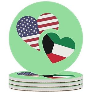 Koeweit Amerikaanse vlag ronde keramische onderzetters voor dranken absorberende koffiekophouders tafelblad bescherming