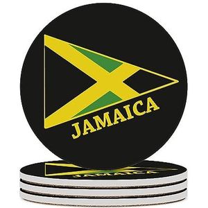 Jamaica Vlag Ronde Keramische Onderzetters Voor Dranken Absorberende Koffie Bekerhouders Tafelblad Bescherming