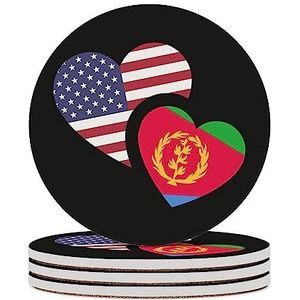 Eritrea Amerikaanse vlag ronde keramische onderzetters voor dranken absorberende koffiekophouders tafelblad bescherming