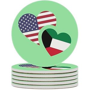 Koeweit Amerikaanse vlag ronde keramische onderzetters voor dranken absorberende koffiekophouders tafelblad bescherming