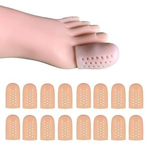 16 stuks Gel Toe Caps, Ademend Siliconen Toe Protector, Toe Covers Mouwen met gaten, Bescherm Teen tegen wrijven, Ingegroeide teennagels, likdoorns, blaarjes, hamertenen en andere pijnlijke teenproblemen