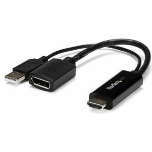 StarTech.com HDMI-videoadapter 4K 30Hz naar DisplayPort met USB-voeding, 15,2 cm, actieve monitorconverter HDMI 1.4 (mannelijk) naar DP 1.2 (vrouwelijk) (HD2DP)