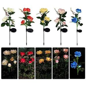 Tuinbeelden Solar Rose Flower Lamp LED Solar Tuindecoratie Waterdicht Outdoor Landschap Gazon Lamp Home Decoratieve Bloem Nachtverlichting Tuinbeelden Outdoor