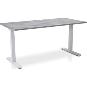 Zit-sta bureau elektrisch verstelbaar - MRC PRO NEN-EN 527 | 180 x 80 cm | frame wit - blad betonlook - met kabelmanagement | memory functie met USB | 150kg draagvermogen