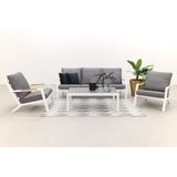 Hampton/Atlanta stoel-bank loungeset 4-delig - Wit/Teak