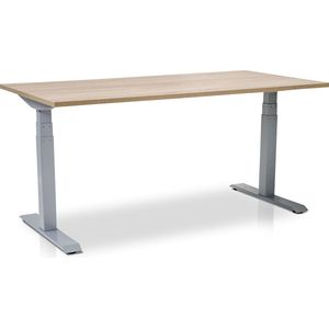 Zit-sta bureau elektrisch verstelbaar - MRC PRO-L 2.0 NEN-EN 527 | 140 x 80 cm | frame aluminium - blad midden eiken | memory functie met 4 standen | 150kg draagvermogen