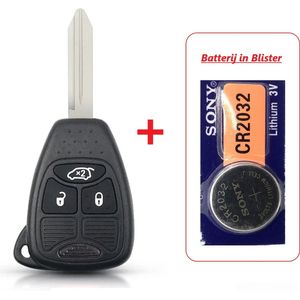 Autosleutel behuizing 3 knoppen met Batterij in blister geschikt voor Chrysler sleutel / Chrysler 300C / Chrysler Sebring / Chrysler Voyager.