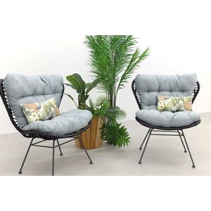 Garden Impressions Libelle retro loungestoel - set van 2 - zwart