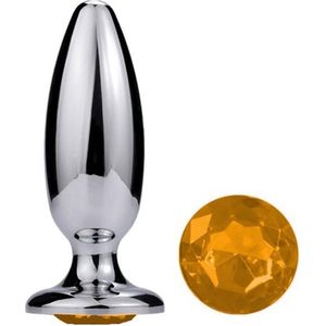Nooitmeersaai - Metalen buttplug 38 - 125 mm oranje kristal