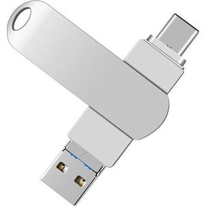 3 in 1 Usb Drive 32GB - Flash Drive Usb C naar Usb 2.0/Lightning 32GB - Zilver