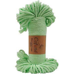 Cafuné Macrame Touw-5mm-48meter-Neon Groen-Driestrengs-Triple Twist-Gerecycled-Katoen Koord-Touw-Uitkambaar-Plantenhanger-Wandkleed-Sleutelhanger-Dromenvanger-Macramé Koord-Macramé Pakket
