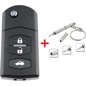 Autosleutel 3 knoppen met Mini RVS 3in1 Schroevendraaier geschikt voor Mazda autosleutel / Mazda MX5 / Mazda 2 / Mazda 3 / Mazda 5 / Mazda 6 / Mazda RX8 / Mazda autosleutel.