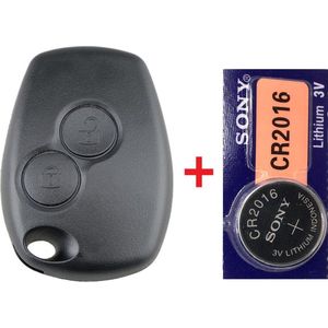 Autosleutel behuizing 2 knoppen met Batterij geschikt voor Renault Kangoo / Renault Master / Renault Twingo / Dacia Logan / Sandero / Opel Movano / Renault sleutel.