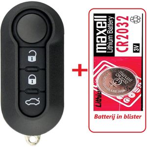 Autosleutel 3 knoppen klapsleutel + Batterij CR2032 geschikt voor Fiat sleutel / Fiat sleutelbehuizing / Fiat autosleutel.