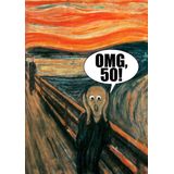 Grappige verjaardagskaart 50 jaar - set van 8 dezelfde ansichtkaarten - ""OMG 50!"" Schreeuw van Munch