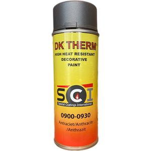 DK Therm Hittebestendige Verf Serie 900 - Spuitbus 400 ml - Bestendig tot 900°C - 930 Antraciet kachelverf Grijs-antraciet 0900-0930
