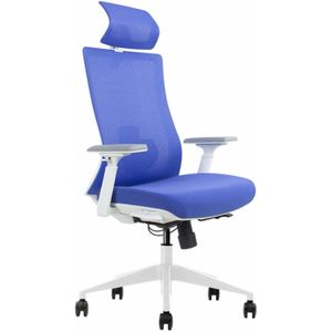 Euroseats ergonomische bureaustoel met hoofdsteun Verona. Uitvoering rug & zitting blauw. Voldoet aan de NEN EN 1335 norm.
