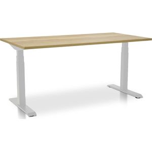 Zit-sta bureau elektrisch verstelbaar - MRC PRO-L 2.0 NEN-EN 527 | 140 x 80 cm | frame wit - blad robuust eiken | memory functie met 4 standen | 150kg draagvermogen