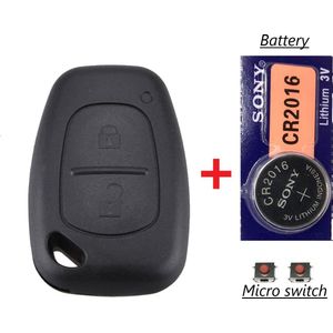2 knoppen Autosleutel behuizing met microschakelaars en Batterij geschikt voor Opel Vivaro / Opel Movano / Renault Traffic / Renault Master / Nissan Primastar / Nissan Kubistar / Autosleutel Opel.