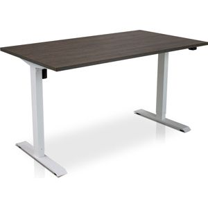 Zit-sta bureau elektrisch verstelbaar - MRC EASY | 120 x 80 cm | inclusief stekkerdoos en kabelklemmen | frame wit - blad bruin eiken