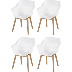 Set van 4 - Hartman Sophie Studio dining armstoel - White - Teak poot