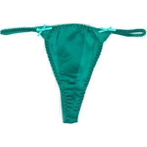 Zijde g-string met strikjes dames - groen