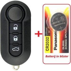 Autosleutel 3 knoppen klapsleutel + Batterij CR2032 geschikt voor Fiat sleutel / Fiat sleutelbehuizing / Fiat autosleutel.