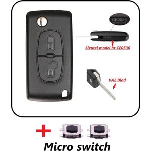 Autosleutelbehuizing 2 knoppen CEO536 VA2 met Micro schakelaars geschikt voor Peugeot Sleutel / Peugeot Expert / Peugeot 207 / Peugeot 307 / Peugeot 3008.