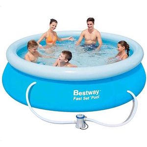 !!TWEE STUKS!! - Bestway opblaasbaar zwembad - Fast Set - diameter 305 cm, hoogte 76 cm - met filterpomp