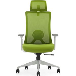 Euroseats ergonomische bureaustoel met hoofdsteun Verona. Uitvoering rug & zitting groen. Voldoet aan de NEN EN 1335 norm.
