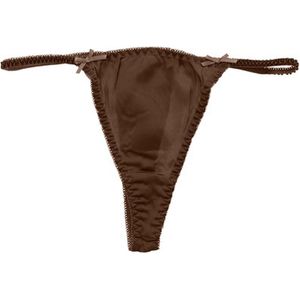 Zijde g-string met strikjes dames - bruin