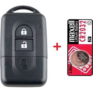 Autosleutel 2 knoppen met Batterij geschikt voor Nissan autosleutel / Nissan Micra / Nissan X-Trail / Nissan Qashqai / Nissan Note / Nissan juke / Nissan Parthfinder / Nissan sleutel.