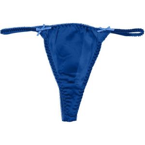Zijde g-string met strikjes dames - blauw