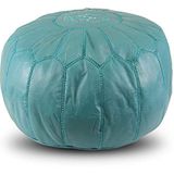 Safaary - Poef Leer Turquoise Rond - 50x50 CM