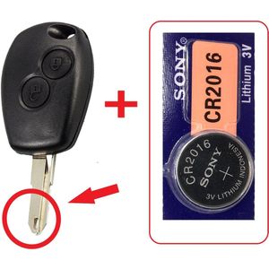Autosleutel behuizing 2 knoppen + Batterij geschikt voor Renault sleutel / Renault Kangoo / Master / Twingo / Logan / Sandero / Opel Movano / Afstandsbediening sleutel.
