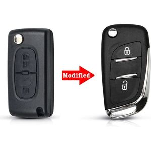 2 Knoppen klapsleutel ombouwset sleutelbehuizing CE0523-VA2 geschikt voor Peugeot / Citroen / autosleutel.