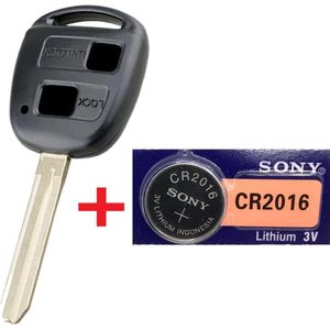 Autosleutel 2 knoppen + Batterij CR2016 geschikt voor Toyota sleutel / Toyota / Corolla / Hilux / Land cruiser / RAV4 / MR2 / Toyota sleutelbehuizing.