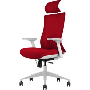 Euroseats ergonomische bureaustoel met hoofdsteun Verona. Uitvoering rug & zitting Rood. Voldoet aan de NEN EN 1335 norm.