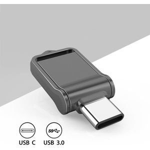 Mini Dual Usb Flash Drive - Usb C en USB - 32GB - Roestvrij Staal - Zwart